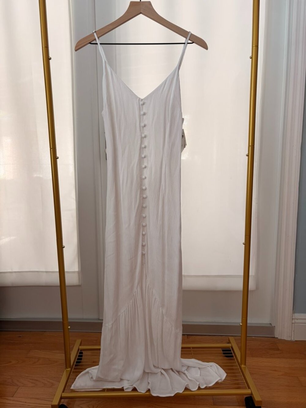 Abercrombie & Fitch White Button Front Cutout Maxi Dress NWT Medium